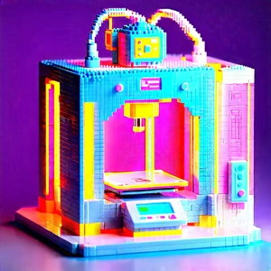3d Printer With Neon Accents With Colorful, Three-dimensional