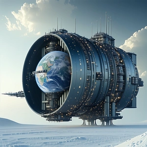 A Large, Futuristic Spacecraft With A Dome-shaped Structure On Top