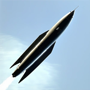 A Rocket Is Flying Through The Sky, Leaving A Trail Of Smoke Behind It