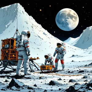In The Image, There Are Three Astronauts Standing On The Moon's Surface