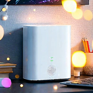 Tech Stock Photography: Smart Home Device With Digital Artwork With White Device
