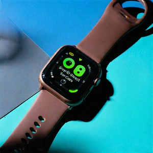 Tech Aerial Photography: Smart Watch With Digital Artwork With Close-up Watch