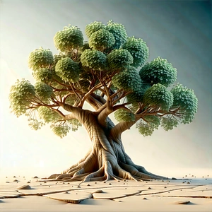 Nature 3d Render: Ancient Tree In Dry Season With Large Tree