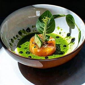 Lifestyle Gouache Painting: Plant-based dish prepared with organic components