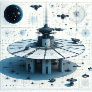 The Image Is A Blueprint Of A Futuristic Space Station