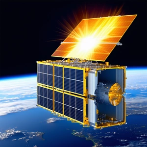 A Spacecraft With A Large Solar Panel On Its Side