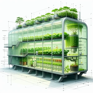 A Large, Multi-story Building With A Greenhouse-like Structure