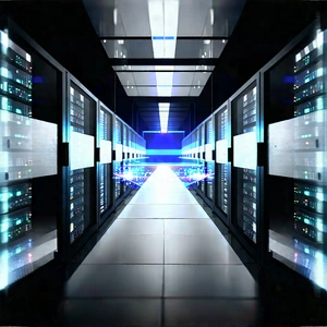 Server Rack With Holographic Projection With Image, There