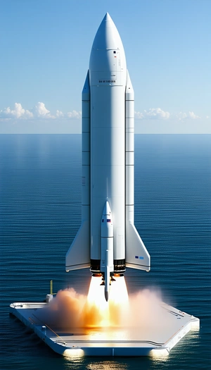 A Large White Space Shuttle, Possibly A Nasa Space Shuttle, Flying Over The Ocean