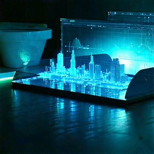 Healthcare Technology In Tech Office With Cityscape Displayed