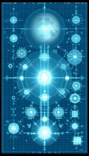 The Image Is A Blue And White Illustration Of A Clock With A Globe In The Center