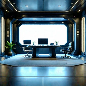 Futuristic Tech Startup Office With Image, There