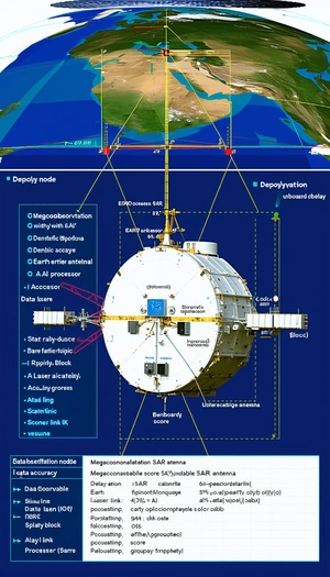 The Image Is A Diagram Of A Spacecraft, Likely A Satellite, With Various Parts Labeled