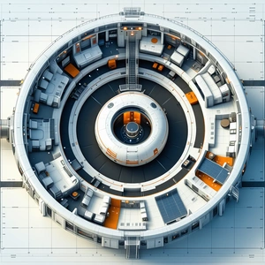 A Futuristic Space Station Is Shown In A 3d Model