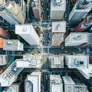 Urban Architectural Photography: Aerial view of city blocks