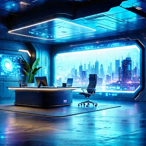 Futuristic Tech Startup Office With Image, There