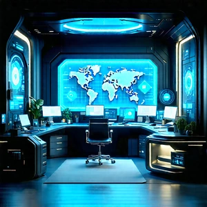 Futuristic Tech Startup Office With Futuristic Office,