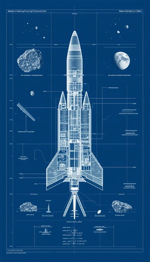 A Blue Poster Shows A Space Shuttle In A Detailed Diagram