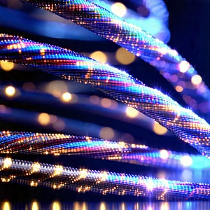 Close-up Of Fiber Optic Cables With Close-up Blue