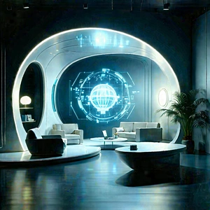 Futuristic Tech Startup Office With Image, There