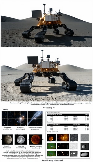The Image Is A Split-screen Display Of A Robotic Vehicle, Likely A Rover, On A Sandy Surface