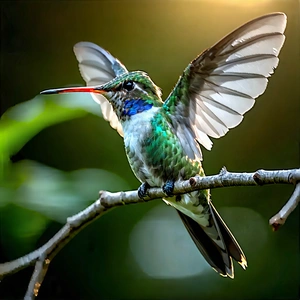 Nature Product Photography: Hummingbird In Natural Habitat With Colorful Hummingbird
