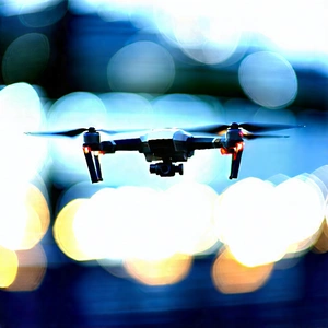 Drone With Digital Artwork With Drone Flying