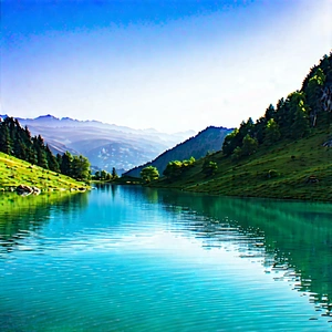 Nature Advertising Photography: Clear Sky Over Alpine Lake With Serene Lake