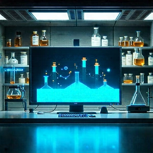Educational Technology In Modern Laboratory With Computer Monitor