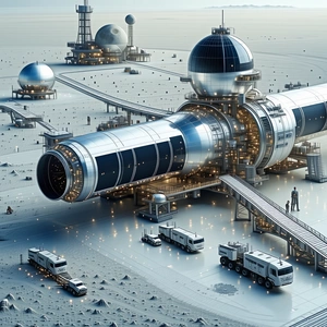 In This Image, There Is A Large, Futuristic Space Station With A Massive