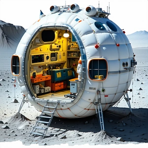 A Large White Spacecraft Is Shown In A Computer-generated Image