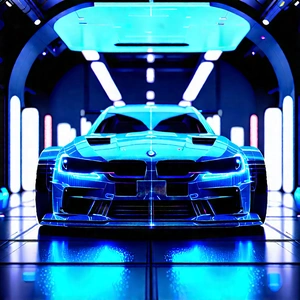 Automotive Technology In Research Center With Blue Sports
