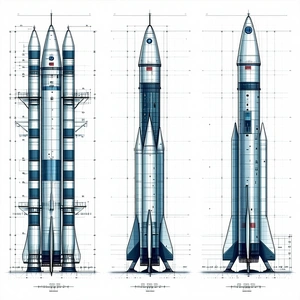 A Drawing Of A Rocket Is Shown In Three Different Stages