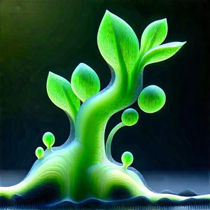 Abstract Product Photography: Abstract Interpretation Of Growth Patterns With Green Plant
