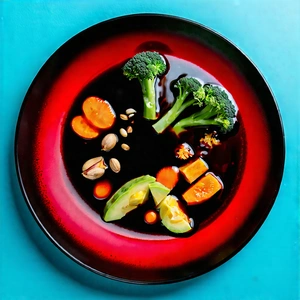 Lifestyle Drone Photography: Healthy Meal Prepared With Seasonal Produce With Plate Filled