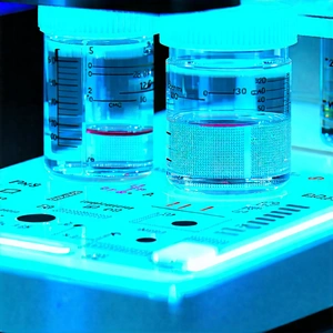 Tech Stock Photography: Healthcare Technology In Modern Laboratory With Table Clear