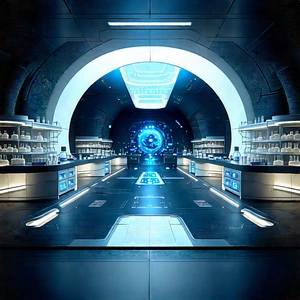 (futuristic:1.48) Research Laboratory With Image, There