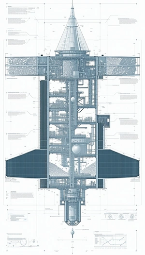 A Blue And White Drawing Of A Space Shuttle Is Displayed