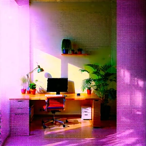 Lifestyle Macro Photography: Home Office With Plants And Natural Elements With Small Office