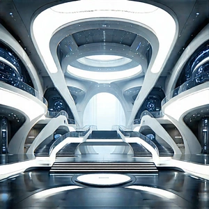 Futuristic Innovation Hub With Black White