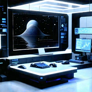 Futuristic digital workspace