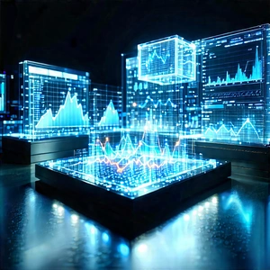 Financial Technology In Manufacturing Facility With Futuristic Display
