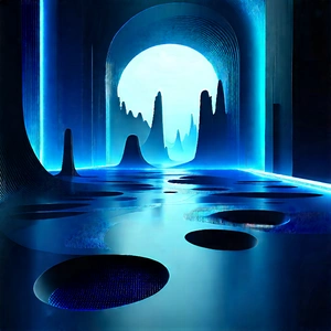 (futuristic:1.36) Digital Workspace With Futuristic Scene