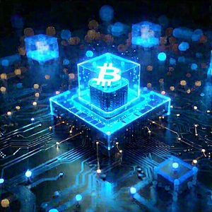 Blockchain Network Visualization With Blue Block