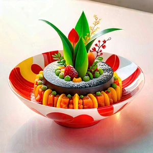 Lifestyle Abstract Design: Plant-based Dish Prepared With Artistic Presentation With Colorful Bowl