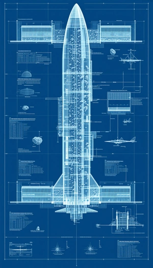 A Blue Diagram Shows The Structure Of A Space Shuttle