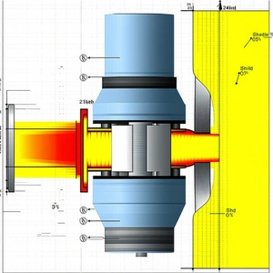 A Blue And Yellow Object Is Shown In A Drawing