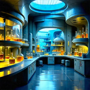 Futuristic Research Laboratory With Image, There