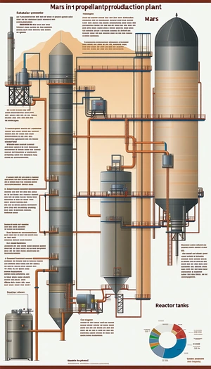 A Large Industrial Plant Is Shown In A Diagram, With A Tall Tower And A Large Pipe