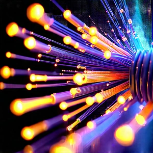 Close-up of fiber optic cables